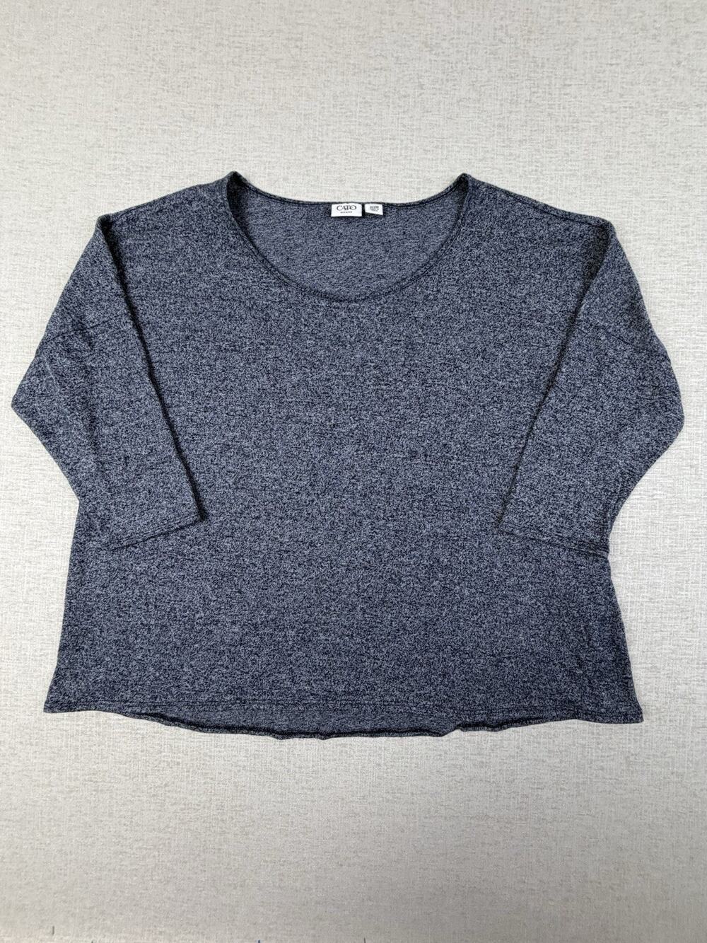 Cato Women’s Plus 22/24W Navy Blue Heather Knit Top 3/4 Sleeve Pullover